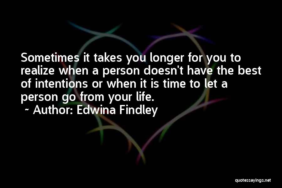 Edwina Findley Quotes: Sometimes It Takes You Longer For You To Realize When A Person Doesn't Have The Best Of Intentions Or When