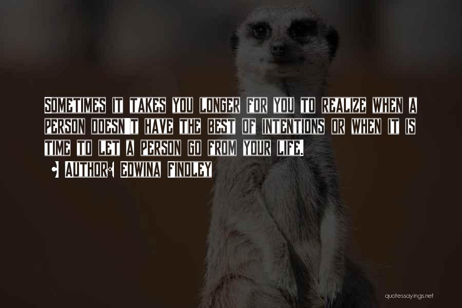 Edwina Findley Quotes: Sometimes It Takes You Longer For You To Realize When A Person Doesn't Have The Best Of Intentions Or When