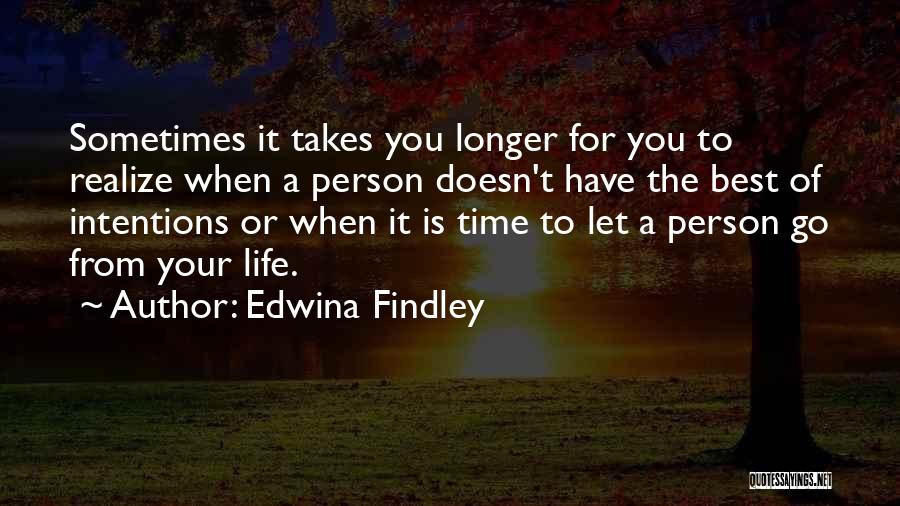 Edwina Findley Quotes: Sometimes It Takes You Longer For You To Realize When A Person Doesn't Have The Best Of Intentions Or When