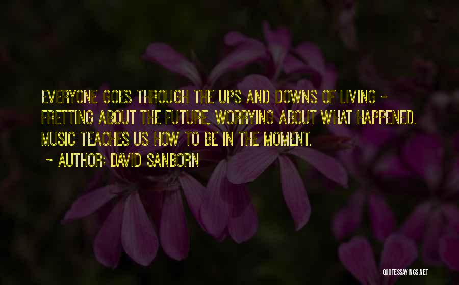 David Sanborn Quotes: Everyone Goes Through The Ups And Downs Of Living - Fretting About The Future, Worrying About What Happened. Music Teaches