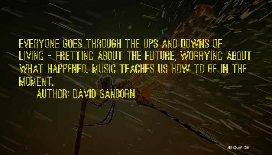 David Sanborn Quotes: Everyone Goes Through The Ups And Downs Of Living - Fretting About The Future, Worrying About What Happened. Music Teaches