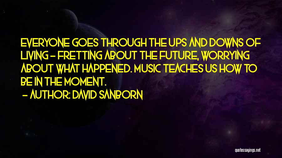 David Sanborn Quotes: Everyone Goes Through The Ups And Downs Of Living - Fretting About The Future, Worrying About What Happened. Music Teaches