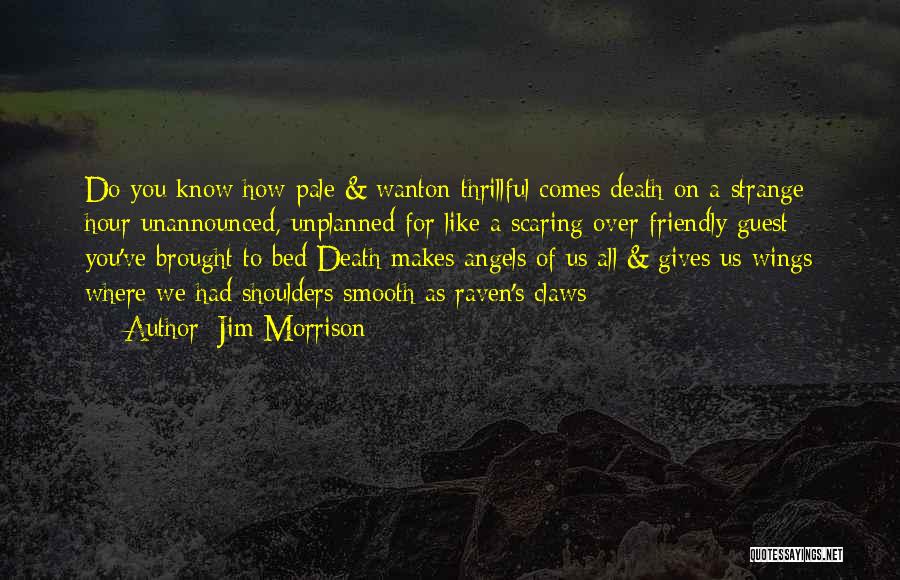 Jim Morrison Quotes: Do You Know How Pale & Wanton Thrillful Comes Death On A Strange Hour Unannounced, Unplanned For Like A Scaring