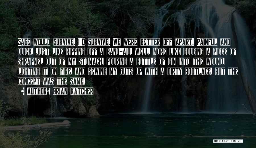 Brian Katcher Quotes: Sage Would Survive. I'd Survive. We Were Better Off Apart. Painful And Quick, Just Like Ripping Off A Band-aid. Well,