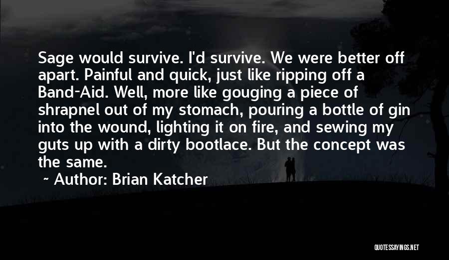 Brian Katcher Quotes: Sage Would Survive. I'd Survive. We Were Better Off Apart. Painful And Quick, Just Like Ripping Off A Band-aid. Well,