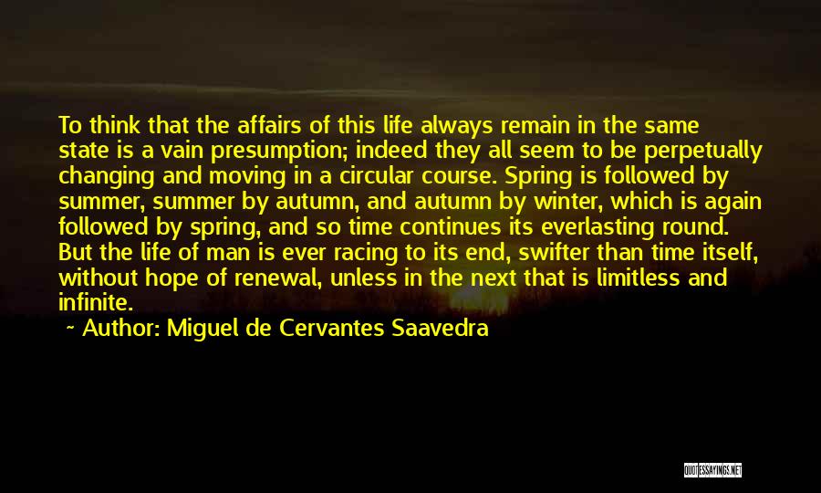 Miguel De Cervantes Saavedra Quotes: To Think That The Affairs Of This Life Always Remain In The Same State Is A Vain Presumption; Indeed They