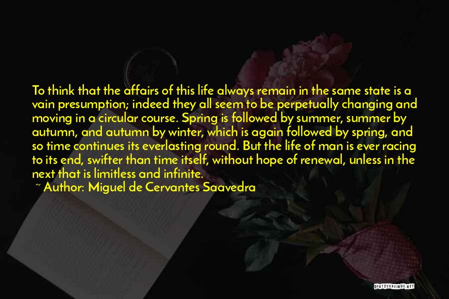Miguel De Cervantes Saavedra Quotes: To Think That The Affairs Of This Life Always Remain In The Same State Is A Vain Presumption; Indeed They