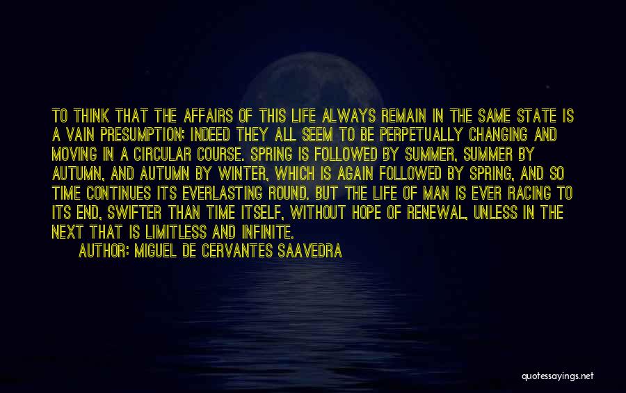 Miguel De Cervantes Saavedra Quotes: To Think That The Affairs Of This Life Always Remain In The Same State Is A Vain Presumption; Indeed They