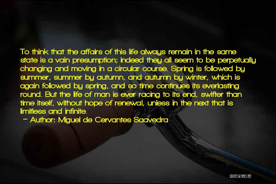 Miguel De Cervantes Saavedra Quotes: To Think That The Affairs Of This Life Always Remain In The Same State Is A Vain Presumption; Indeed They