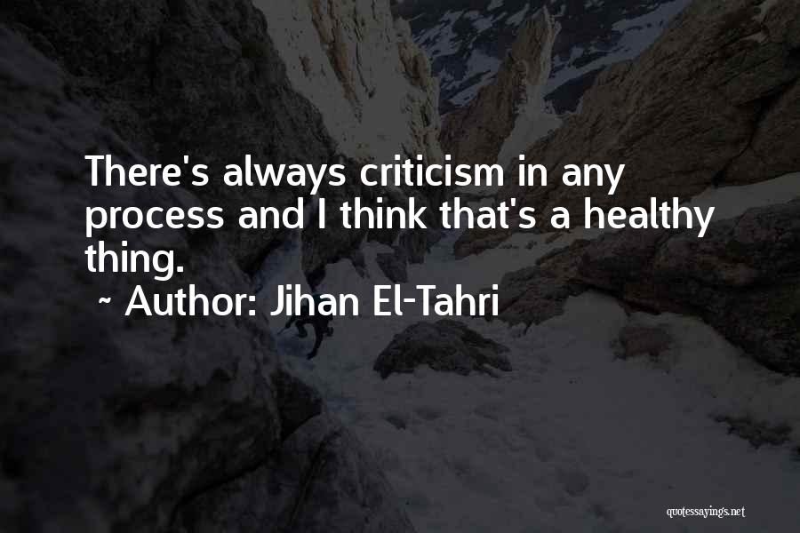 Jihan El-Tahri Quotes: There's Always Criticism In Any Process And I Think That's A Healthy Thing.