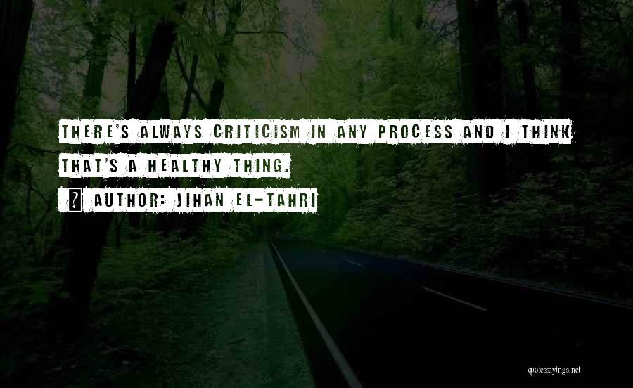 Jihan El-Tahri Quotes: There's Always Criticism In Any Process And I Think That's A Healthy Thing.
