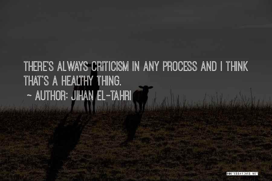 Jihan El-Tahri Quotes: There's Always Criticism In Any Process And I Think That's A Healthy Thing.