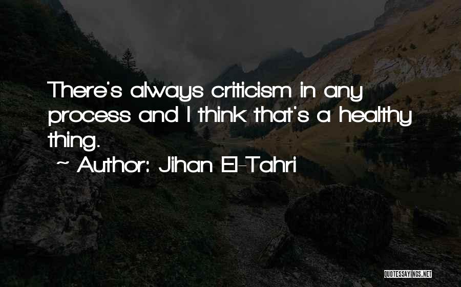 Jihan El-Tahri Quotes: There's Always Criticism In Any Process And I Think That's A Healthy Thing.