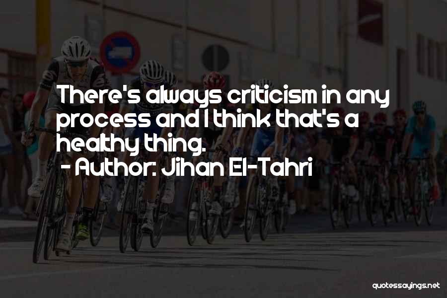 Jihan El-Tahri Quotes: There's Always Criticism In Any Process And I Think That's A Healthy Thing.
