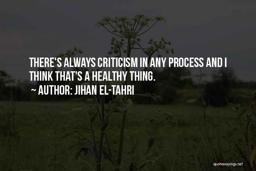 Jihan El-Tahri Quotes: There's Always Criticism In Any Process And I Think That's A Healthy Thing.
