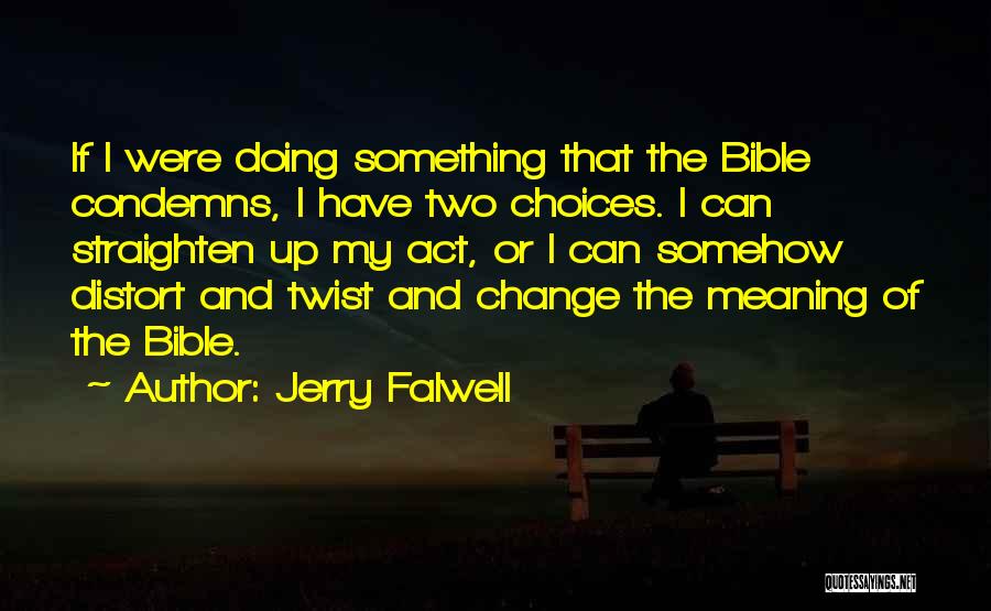 Jerry Falwell Quotes: If I Were Doing Something That The Bible Condemns, I Have Two Choices. I Can Straighten Up My Act, Or