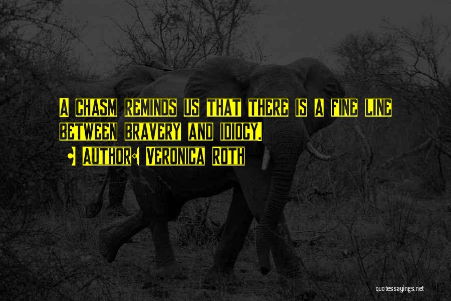 Veronica Roth Quotes: A Chasm Reminds Us That There Is A Fine Line Between Bravery And Idiocy.