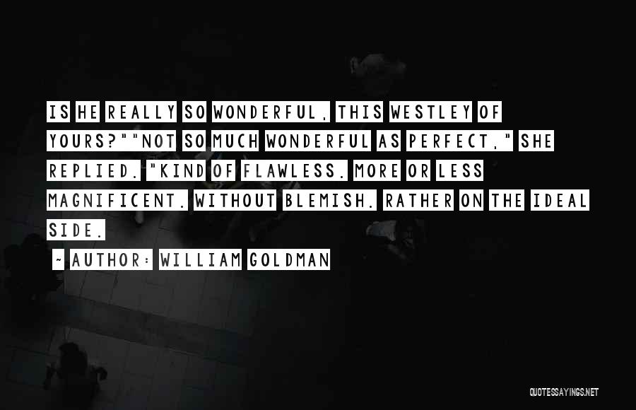 William Goldman Quotes: Is He Really So Wonderful, This Westley Of Yours?not So Much Wonderful As Perfect, She Replied. Kind Of Flawless. More