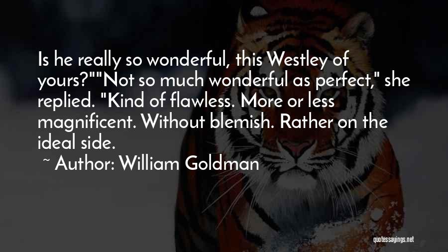 William Goldman Quotes: Is He Really So Wonderful, This Westley Of Yours?not So Much Wonderful As Perfect, She Replied. Kind Of Flawless. More