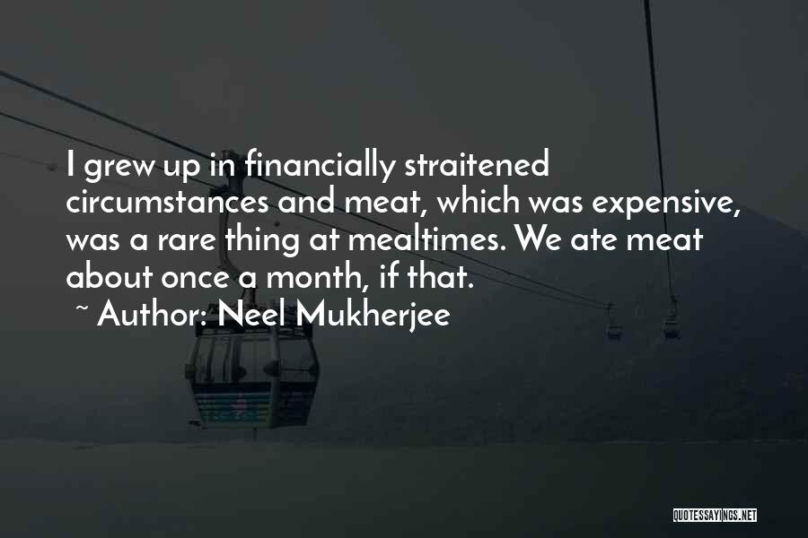 Neel Mukherjee Quotes: I Grew Up In Financially Straitened Circumstances And Meat, Which Was Expensive, Was A Rare Thing At Mealtimes. We Ate