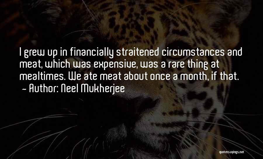Neel Mukherjee Quotes: I Grew Up In Financially Straitened Circumstances And Meat, Which Was Expensive, Was A Rare Thing At Mealtimes. We Ate