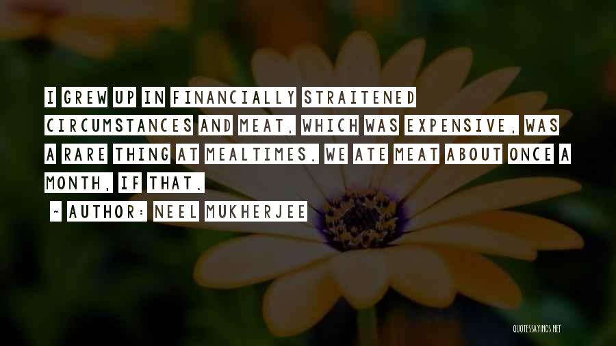 Neel Mukherjee Quotes: I Grew Up In Financially Straitened Circumstances And Meat, Which Was Expensive, Was A Rare Thing At Mealtimes. We Ate