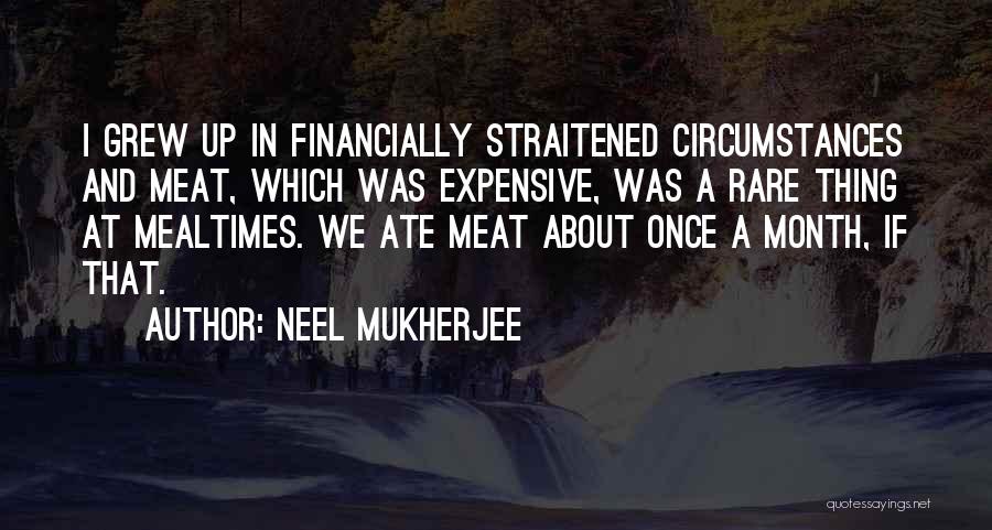 Neel Mukherjee Quotes: I Grew Up In Financially Straitened Circumstances And Meat, Which Was Expensive, Was A Rare Thing At Mealtimes. We Ate