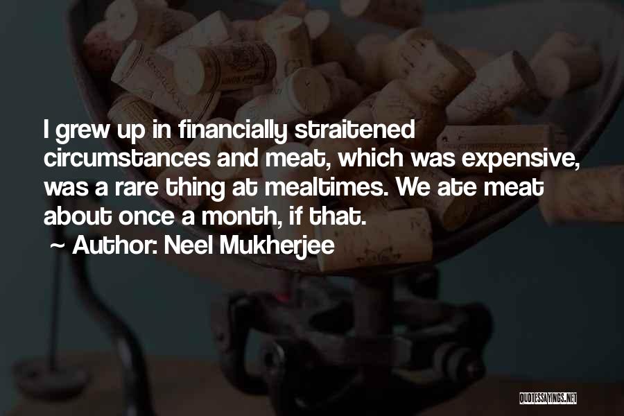 Neel Mukherjee Quotes: I Grew Up In Financially Straitened Circumstances And Meat, Which Was Expensive, Was A Rare Thing At Mealtimes. We Ate