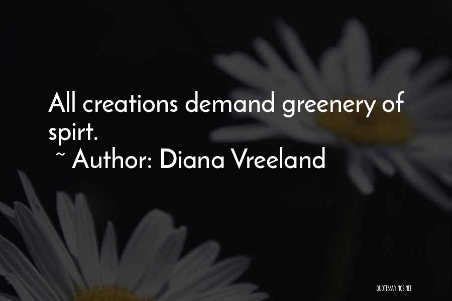 Diana Vreeland Quotes: All Creations Demand Greenery Of Spirt.