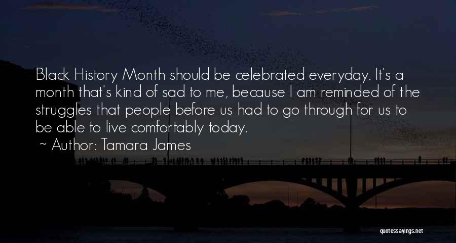 Tamara James Quotes: Black History Month Should Be Celebrated Everyday. It's A Month That's Kind Of Sad To Me, Because I Am Reminded