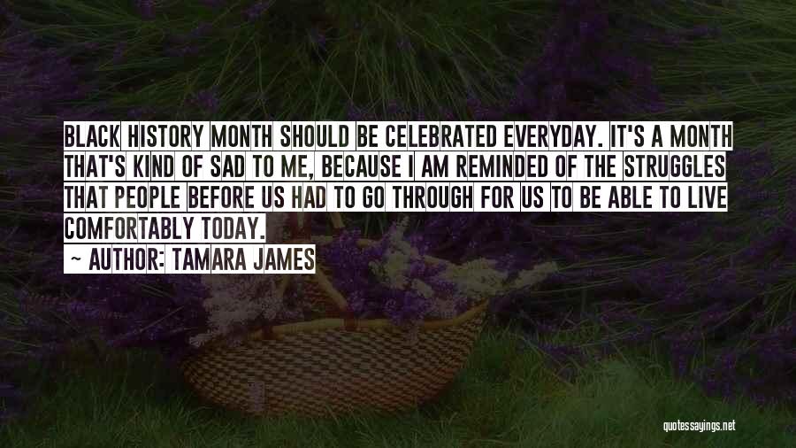 Tamara James Quotes: Black History Month Should Be Celebrated Everyday. It's A Month That's Kind Of Sad To Me, Because I Am Reminded