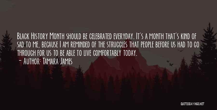 Tamara James Quotes: Black History Month Should Be Celebrated Everyday. It's A Month That's Kind Of Sad To Me, Because I Am Reminded