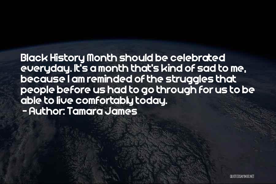 Tamara James Quotes: Black History Month Should Be Celebrated Everyday. It's A Month That's Kind Of Sad To Me, Because I Am Reminded