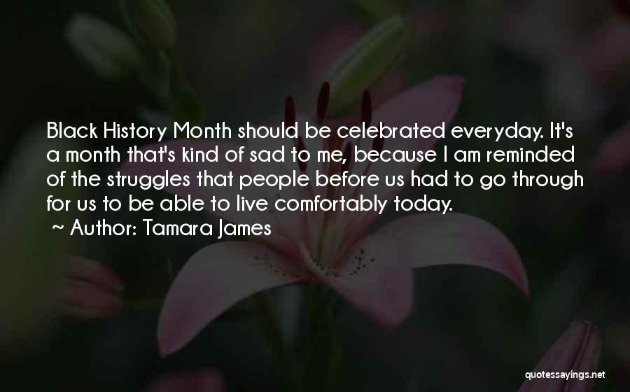 Tamara James Quotes: Black History Month Should Be Celebrated Everyday. It's A Month That's Kind Of Sad To Me, Because I Am Reminded