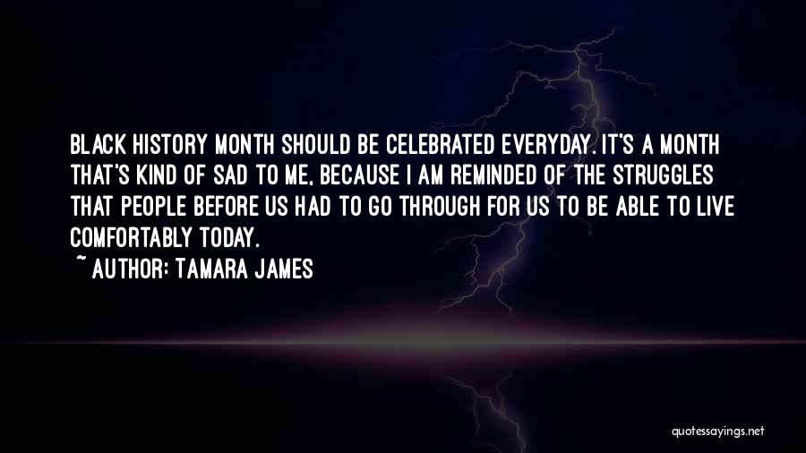 Tamara James Quotes: Black History Month Should Be Celebrated Everyday. It's A Month That's Kind Of Sad To Me, Because I Am Reminded