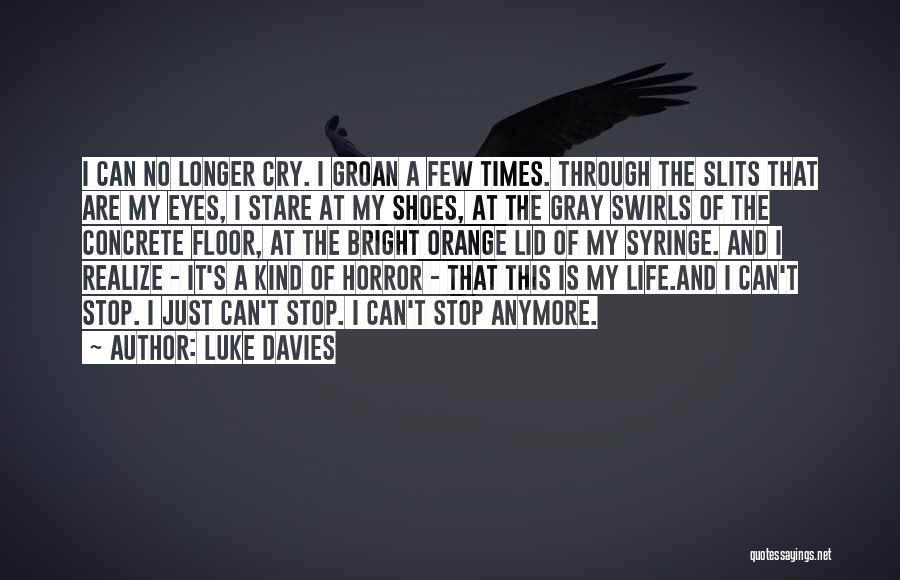 Luke Davies Quotes: I Can No Longer Cry. I Groan A Few Times. Through The Slits That Are My Eyes, I Stare At