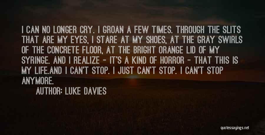 Luke Davies Quotes: I Can No Longer Cry. I Groan A Few Times. Through The Slits That Are My Eyes, I Stare At