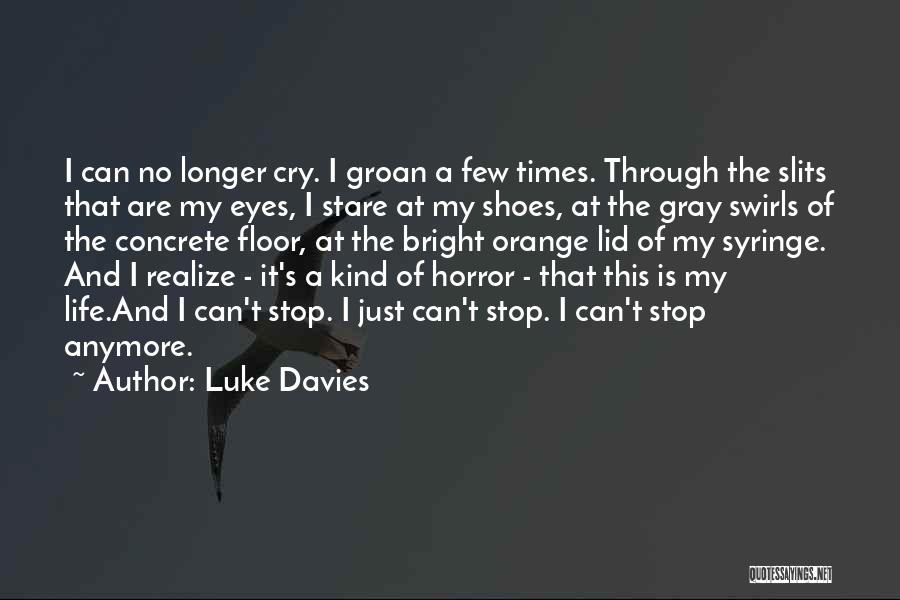 Luke Davies Quotes: I Can No Longer Cry. I Groan A Few Times. Through The Slits That Are My Eyes, I Stare At