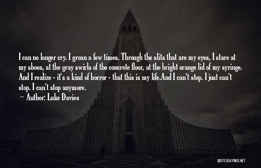 Luke Davies Quotes: I Can No Longer Cry. I Groan A Few Times. Through The Slits That Are My Eyes, I Stare At