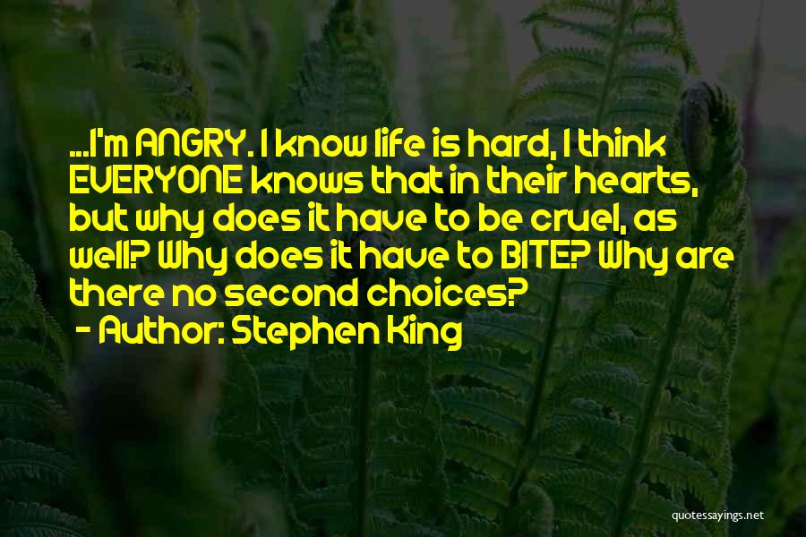 Stephen King Quotes: ...i'm Angry. I Know Life Is Hard, I Think Everyone Knows That In Their Hearts, But Why Does It Have