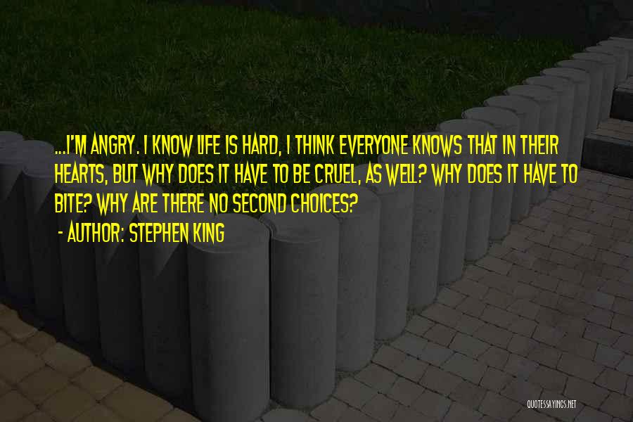 Stephen King Quotes: ...i'm Angry. I Know Life Is Hard, I Think Everyone Knows That In Their Hearts, But Why Does It Have