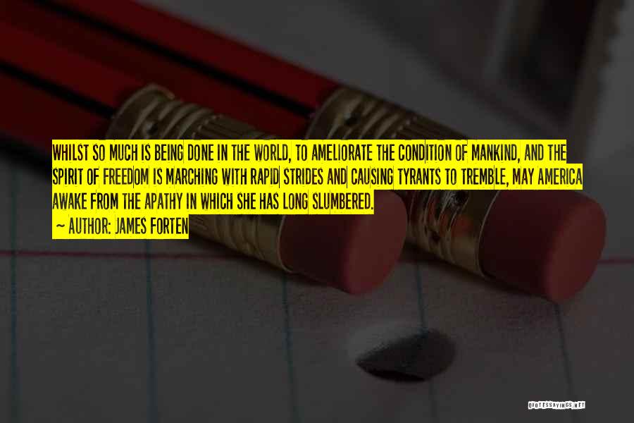 James Forten Quotes: Whilst So Much Is Being Done In The World, To Ameliorate The Condition Of Mankind, And The Spirit Of Freedom