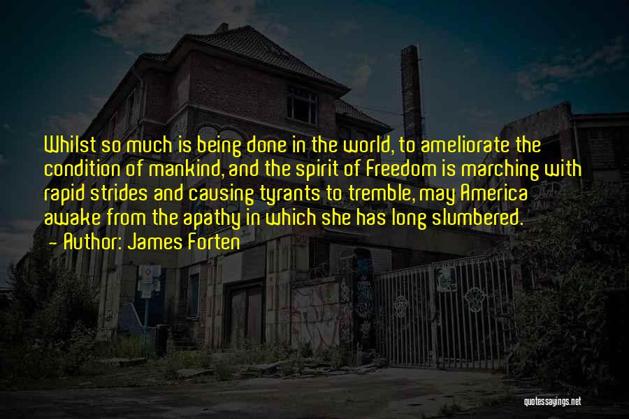 James Forten Quotes: Whilst So Much Is Being Done In The World, To Ameliorate The Condition Of Mankind, And The Spirit Of Freedom