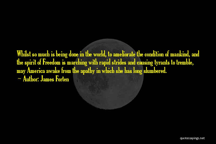 James Forten Quotes: Whilst So Much Is Being Done In The World, To Ameliorate The Condition Of Mankind, And The Spirit Of Freedom