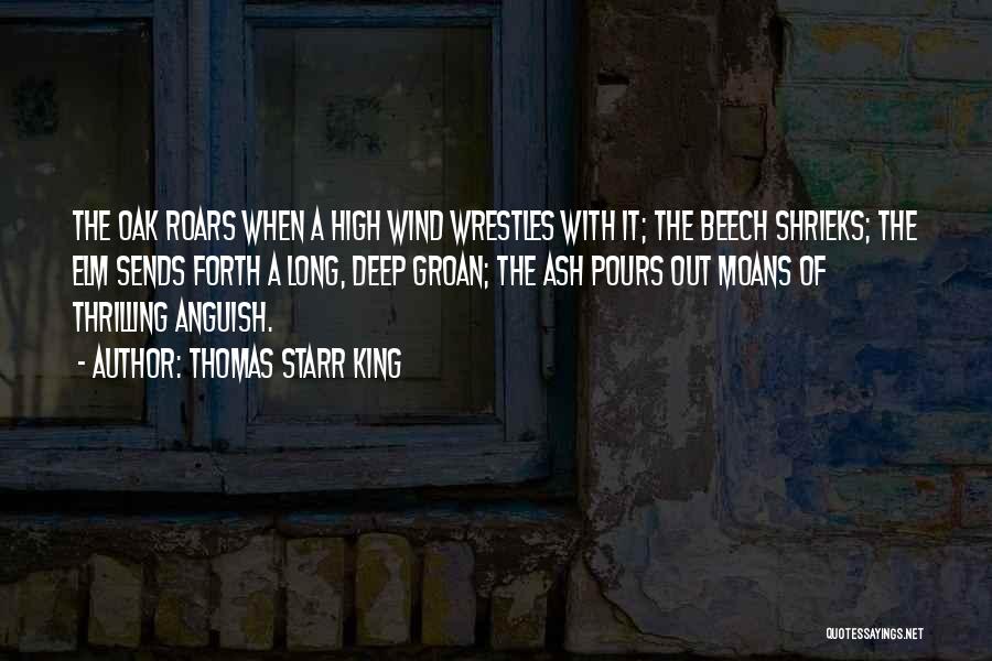 Thomas Starr King Quotes: The Oak Roars When A High Wind Wrestles With It; The Beech Shrieks; The Elm Sends Forth A Long, Deep
