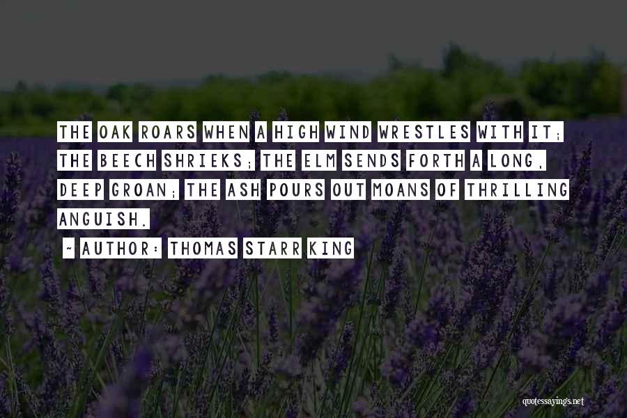Thomas Starr King Quotes: The Oak Roars When A High Wind Wrestles With It; The Beech Shrieks; The Elm Sends Forth A Long, Deep