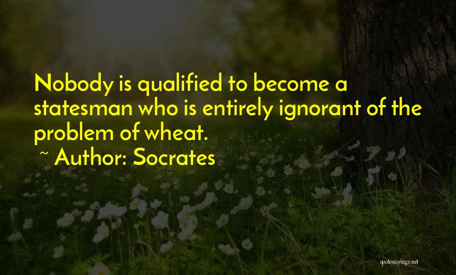 Socrates Quotes: Nobody Is Qualified To Become A Statesman Who Is Entirely Ignorant Of The Problem Of Wheat.