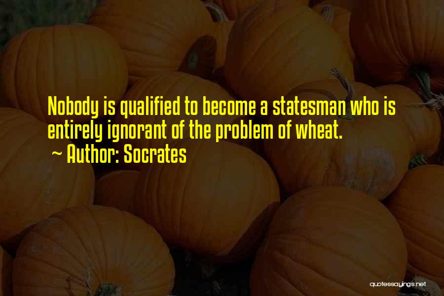 Socrates Quotes: Nobody Is Qualified To Become A Statesman Who Is Entirely Ignorant Of The Problem Of Wheat.