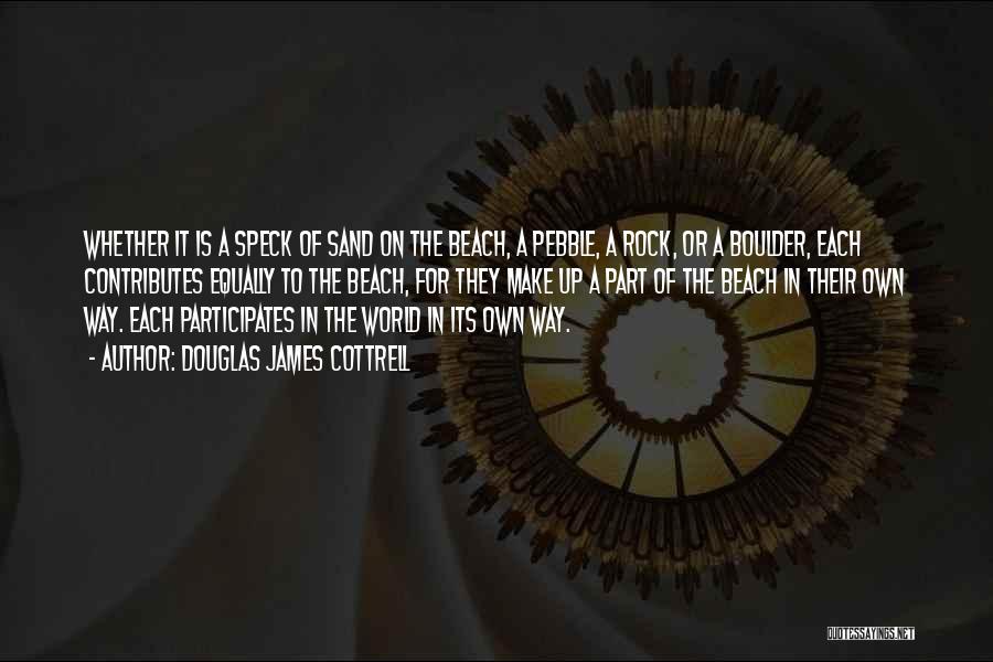 Douglas James Cottrell Quotes: Whether It Is A Speck Of Sand On The Beach, A Pebble, A Rock, Or A Boulder, Each Contributes Equally