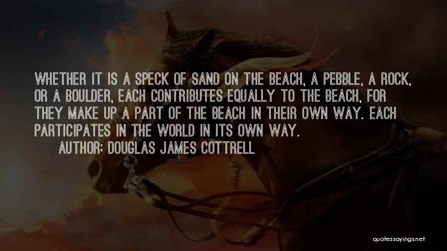 Douglas James Cottrell Quotes: Whether It Is A Speck Of Sand On The Beach, A Pebble, A Rock, Or A Boulder, Each Contributes Equally